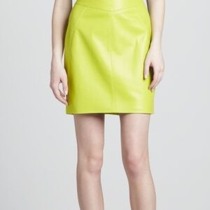 Jason Wu Lime Green Nappa Leather Straight Pencil Skirt